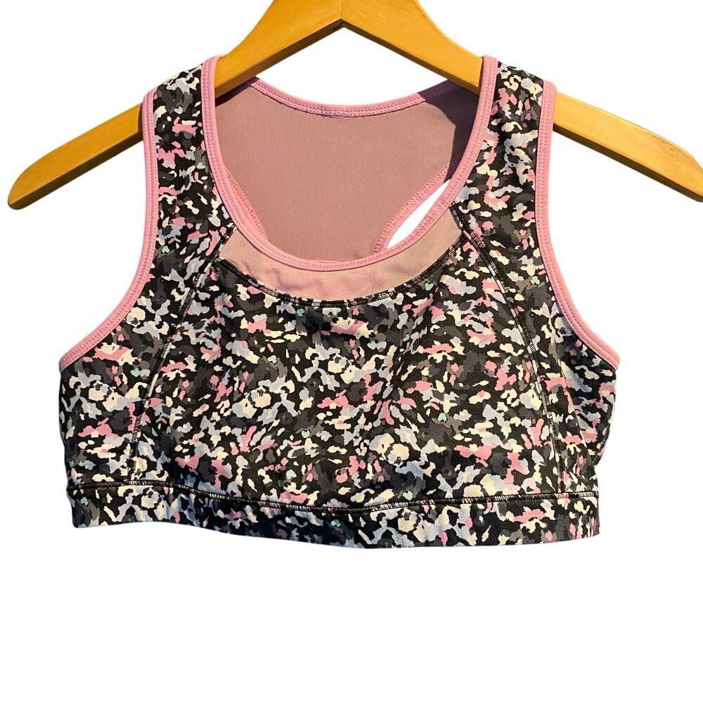 Girls Reversible sports bra Size large top Floral Orchid Gym Workout Yoga